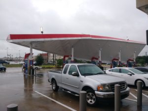 a gas station damaged during Hurricane Harvey